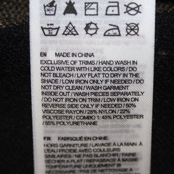 Joseph Ribkoff Top Sz XL Black Olive Green Faux Leather Trim Viscose Rayon Top - Picture 8 of 11